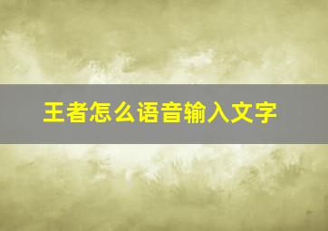 王者怎么语音输入文字