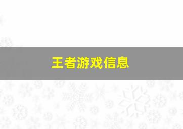 王者游戏信息