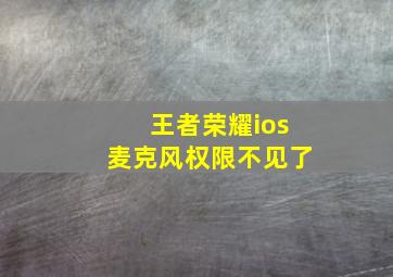 王者荣耀ios麦克风权限不见了