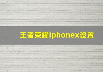 王者荣耀iphonex设置