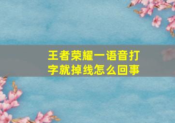 王者荣耀一语音打字就掉线怎么回事