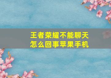 王者荣耀不能聊天怎么回事苹果手机