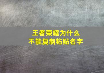 王者荣耀为什么不能复制粘贴名字