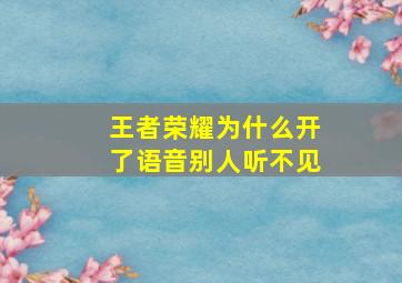 王者荣耀为什么开了语音别人听不见