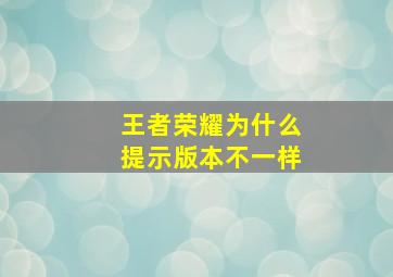 王者荣耀为什么提示版本不一样