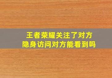 王者荣耀关注了对方隐身访问对方能看到吗