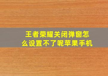 王者荣耀关闭弹窗怎么设置不了呢苹果手机