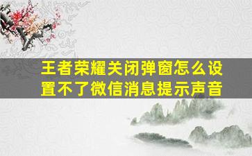 王者荣耀关闭弹窗怎么设置不了微信消息提示声音