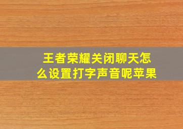 王者荣耀关闭聊天怎么设置打字声音呢苹果