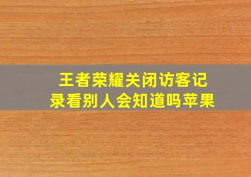 王者荣耀关闭访客记录看别人会知道吗苹果