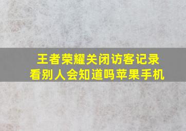 王者荣耀关闭访客记录看别人会知道吗苹果手机