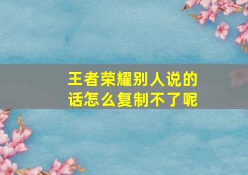 王者荣耀别人说的话怎么复制不了呢