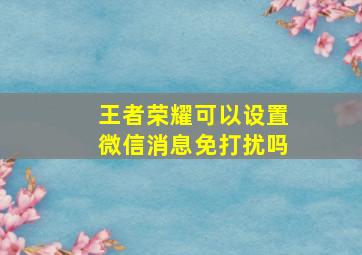 王者荣耀可以设置微信消息免打扰吗