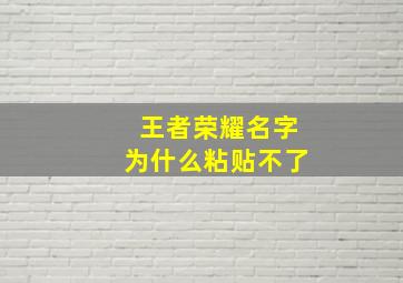 王者荣耀名字为什么粘贴不了