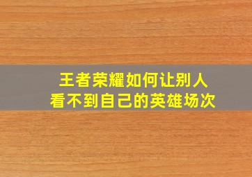 王者荣耀如何让别人看不到自己的英雄场次