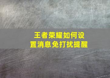 王者荣耀如何设置消息免打扰提醒