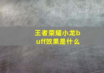 王者荣耀小龙buff效果是什么