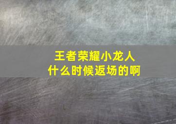 王者荣耀小龙人什么时候返场的啊