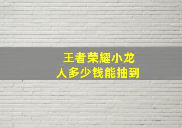 王者荣耀小龙人多少钱能抽到