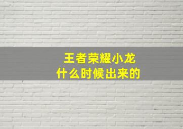 王者荣耀小龙什么时候出来的