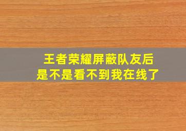 王者荣耀屏蔽队友后是不是看不到我在线了