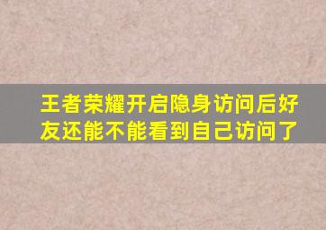 王者荣耀开启隐身访问后好友还能不能看到自己访问了