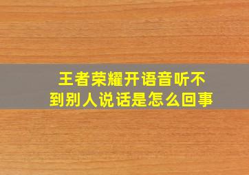 王者荣耀开语音听不到别人说话是怎么回事