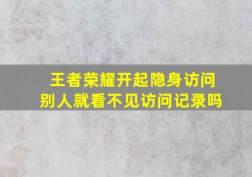 王者荣耀开起隐身访问别人就看不见访问记录吗