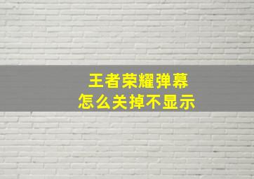 王者荣耀弹幕怎么关掉不显示