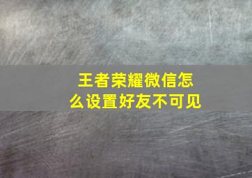 王者荣耀微信怎么设置好友不可见