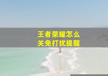 王者荣耀怎么关免打扰提醒