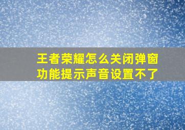 王者荣耀怎么关闭弹窗功能提示声音设置不了