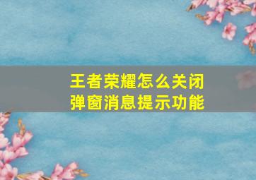 王者荣耀怎么关闭弹窗消息提示功能