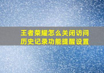 王者荣耀怎么关闭访问历史记录功能提醒设置