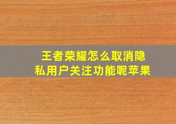 王者荣耀怎么取消隐私用户关注功能呢苹果