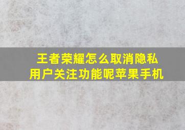 王者荣耀怎么取消隐私用户关注功能呢苹果手机