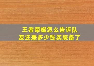 王者荣耀怎么告诉队友还差多少钱买装备了