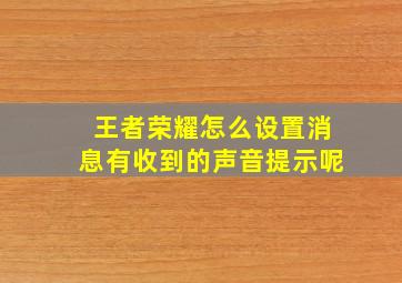 王者荣耀怎么设置消息有收到的声音提示呢