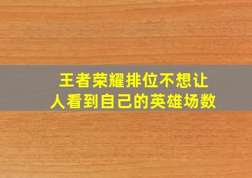 王者荣耀排位不想让人看到自己的英雄场数