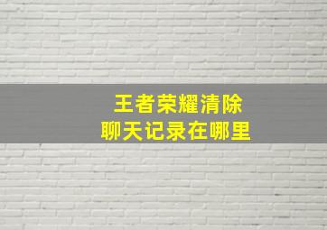 王者荣耀清除聊天记录在哪里