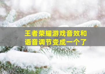 王者荣耀游戏音效和语音调节变成一个了