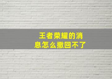 王者荣耀的消息怎么撤回不了