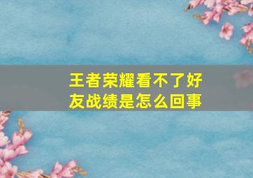 王者荣耀看不了好友战绩是怎么回事