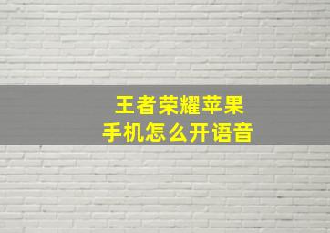 王者荣耀苹果手机怎么开语音