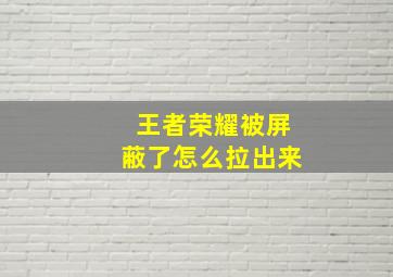 王者荣耀被屏蔽了怎么拉出来