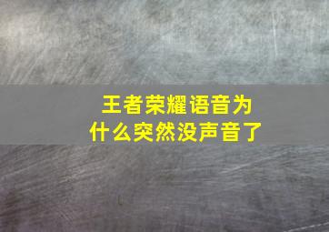 王者荣耀语音为什么突然没声音了