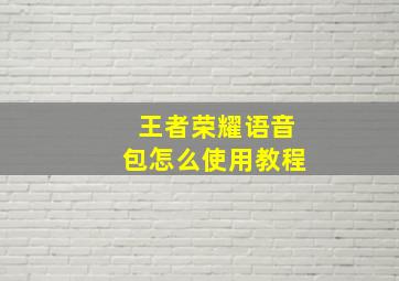 王者荣耀语音包怎么使用教程