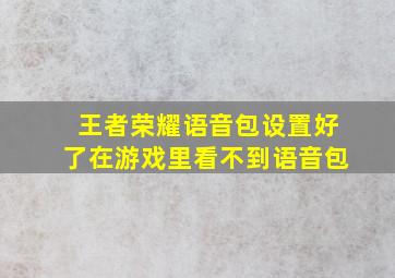 王者荣耀语音包设置好了在游戏里看不到语音包