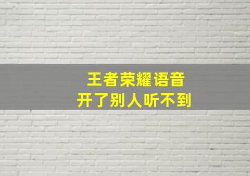 王者荣耀语音开了别人听不到