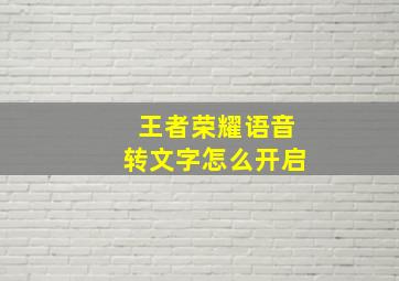 王者荣耀语音转文字怎么开启